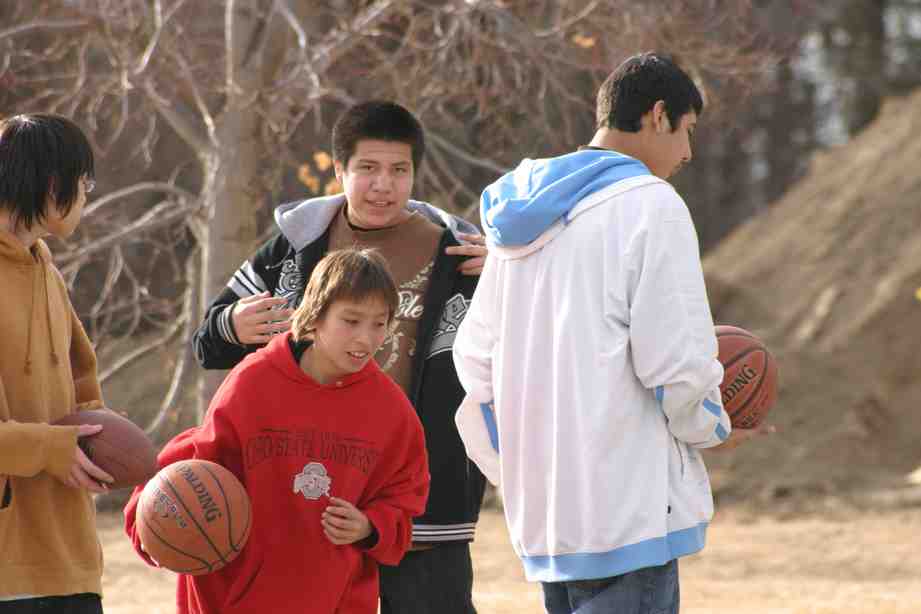 The kids at St. Joseph's Indian School love playing baseketball!