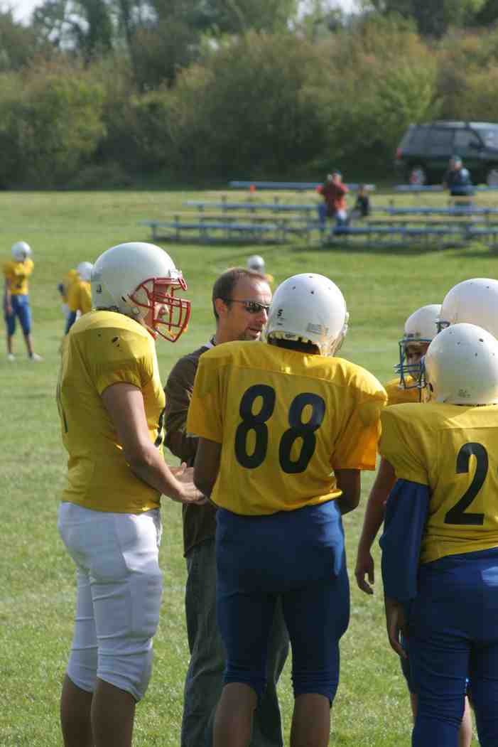 7th and 8th graders football practice at St. Joseph's Indian School.