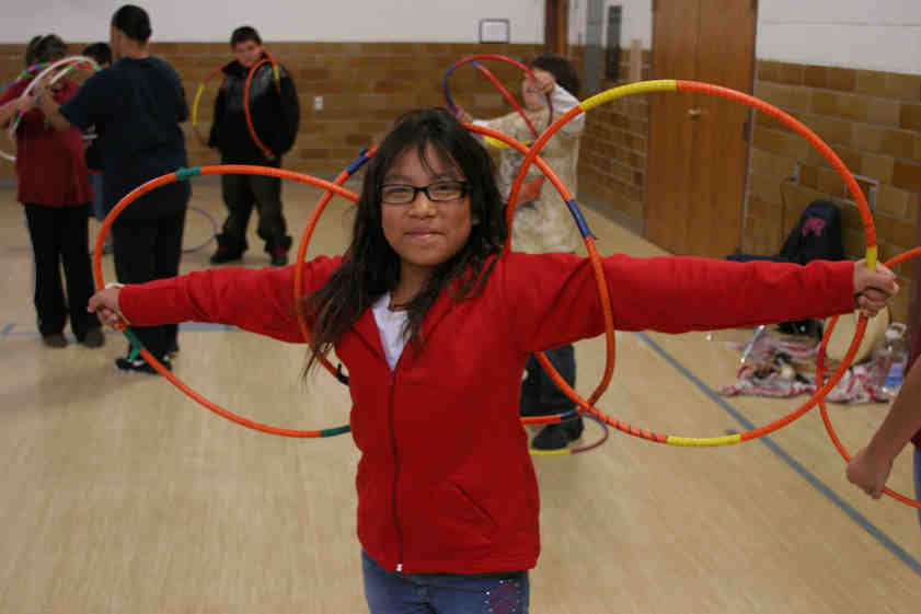 The American Indian kids love hoop dancing!