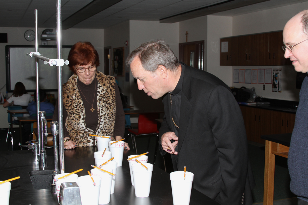 Bishop Robert Gruss at St. Joseph's Indian School.