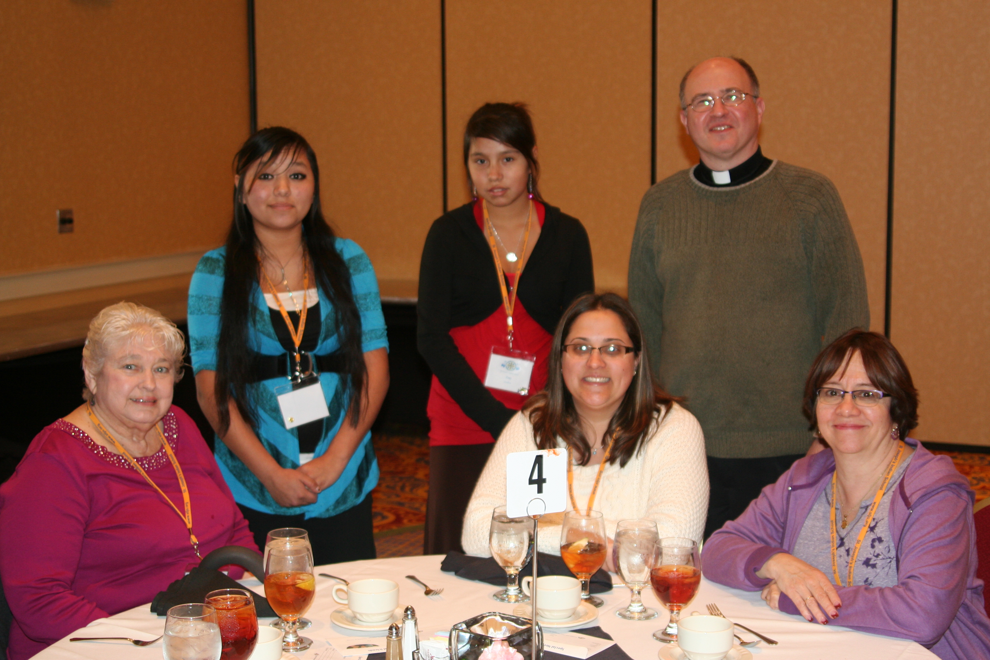 Mia, Zoey, Fr. Steve and friends at the California donor luncheon.