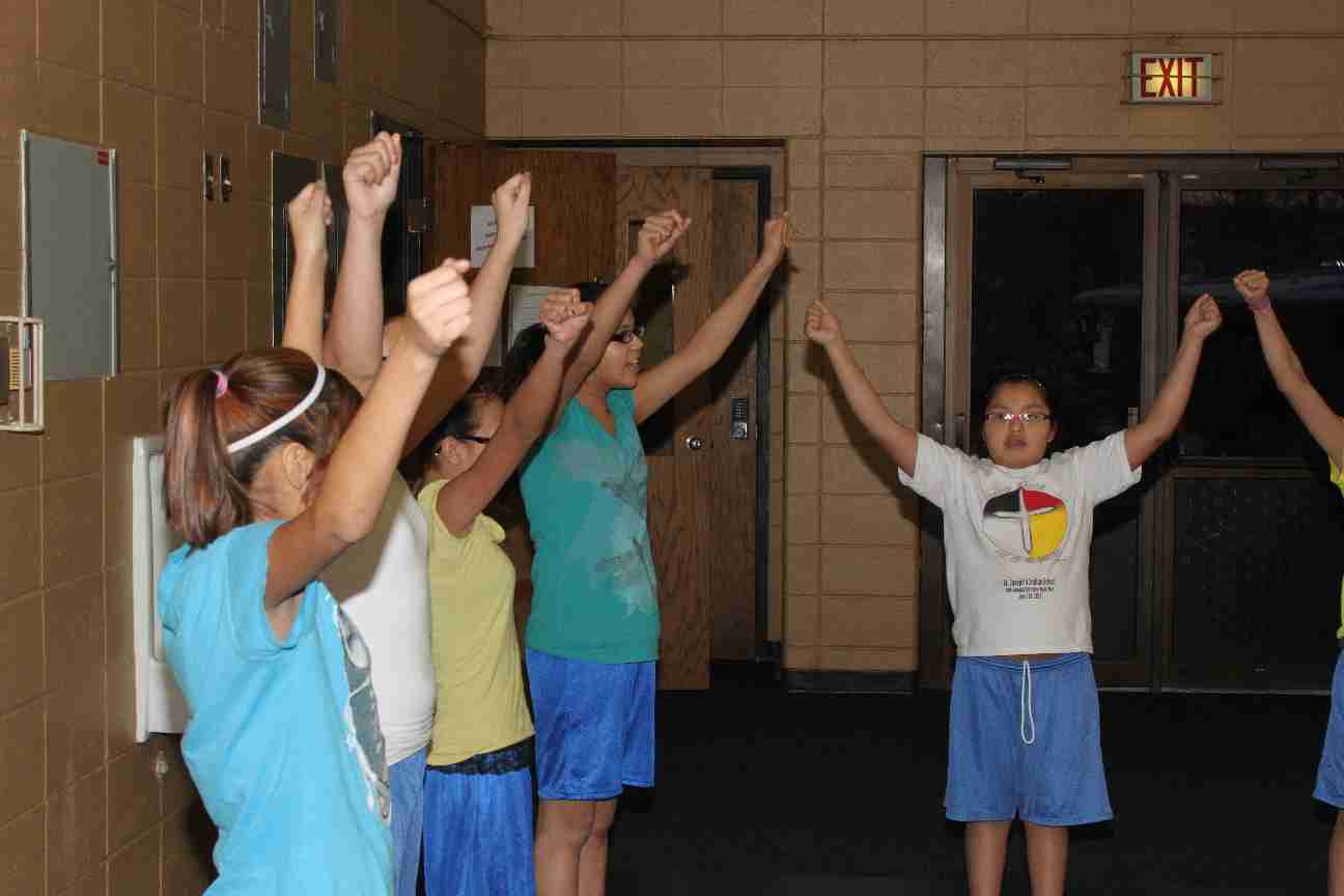 St. Joseph's Indian School's cheeleaders.