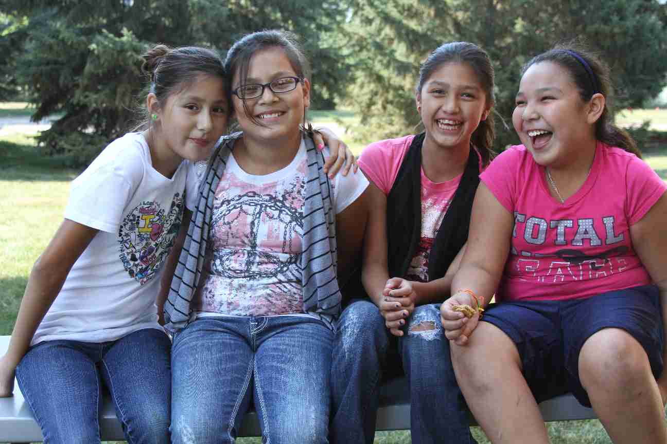 These Native American girls can't wait to see their new home!