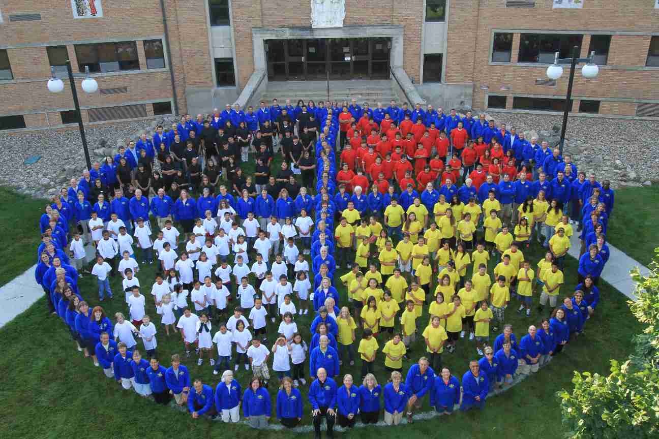 The staff and Native American youth at St. Joseph's Indian School.