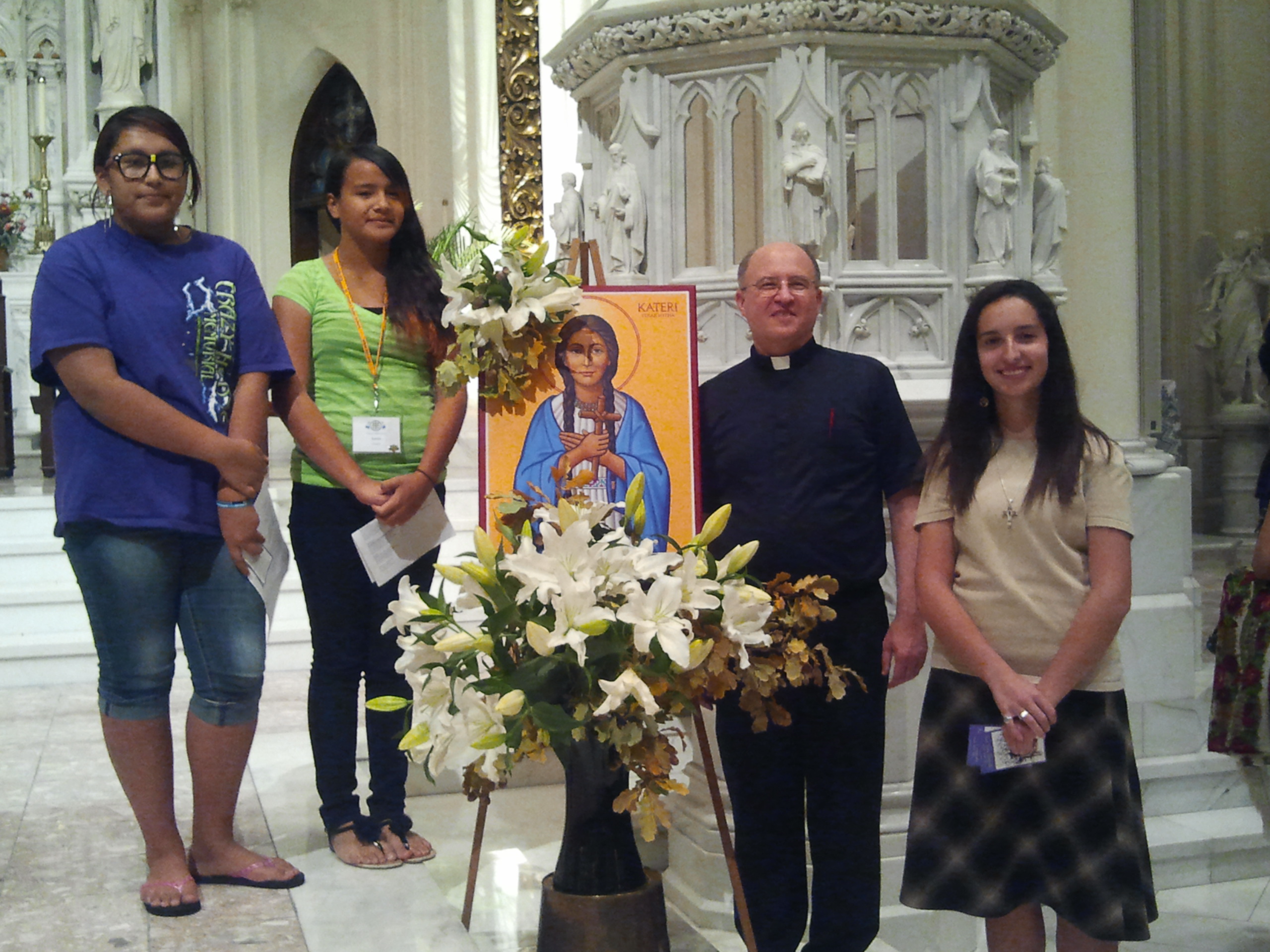 All of us with the beautiful icon honoring Saint Kateri Tekakwitha.