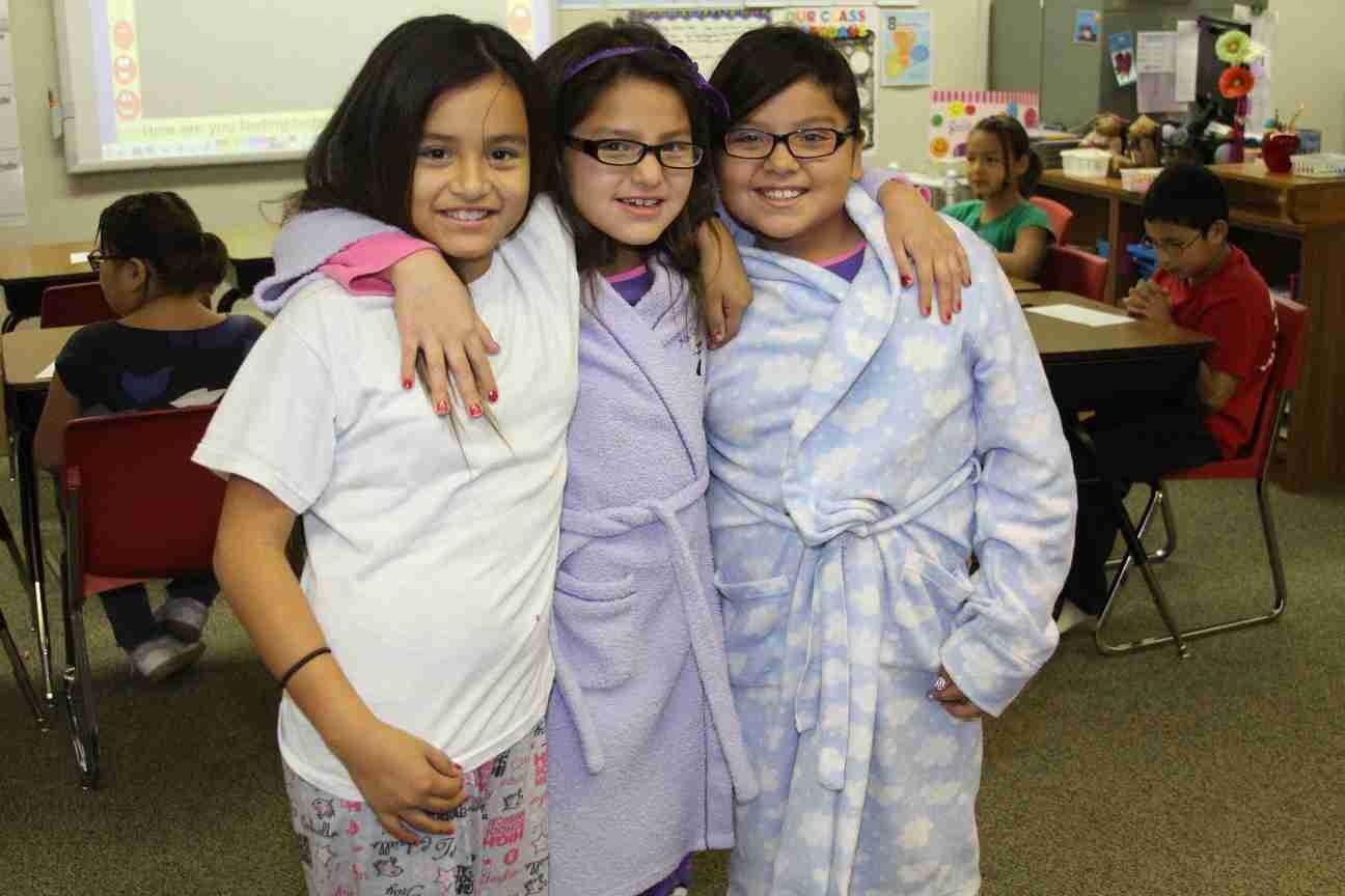 Third grade students enjoy the school day in their pajamas.