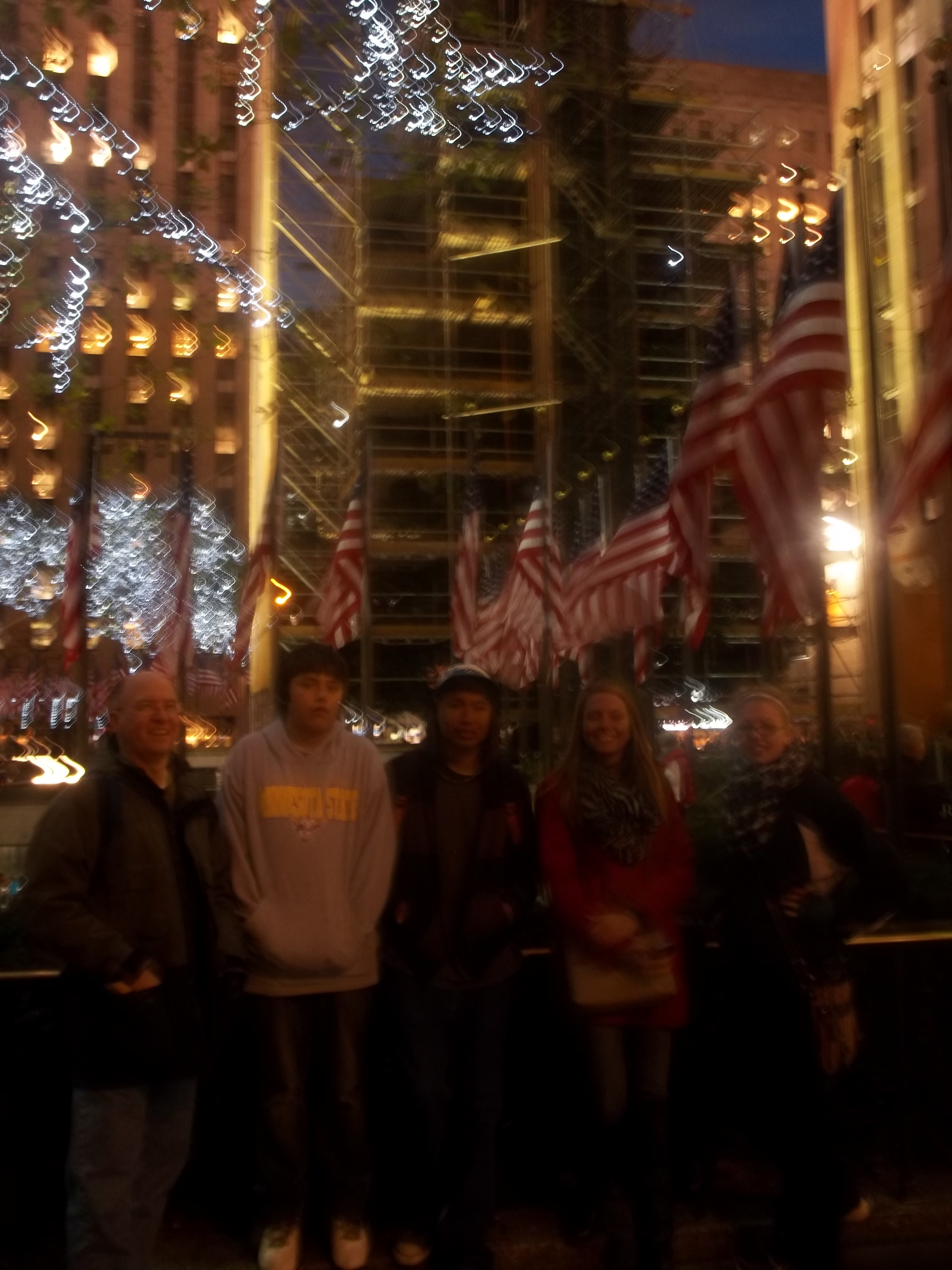 A quick group shot in front of the still-being-decorated Christmas tree at the Rockefeller Center!