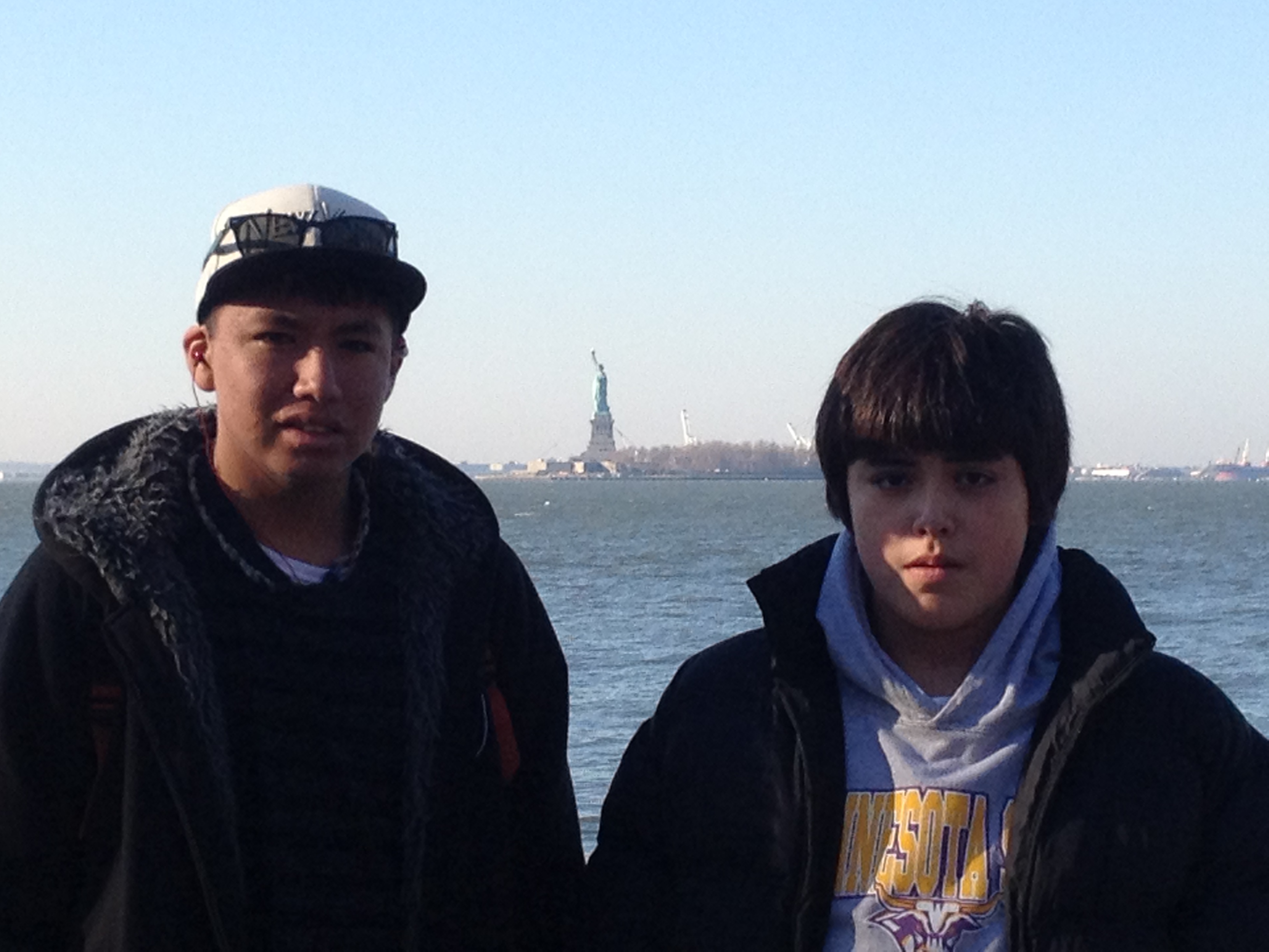 Elliot and Jay with Lady Liberty. 