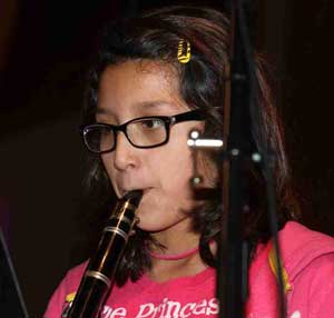 Lakota student learning the clarinet