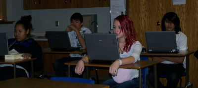 The Lakota students at St. Joseph’s use computers to complete their MAPS tests.