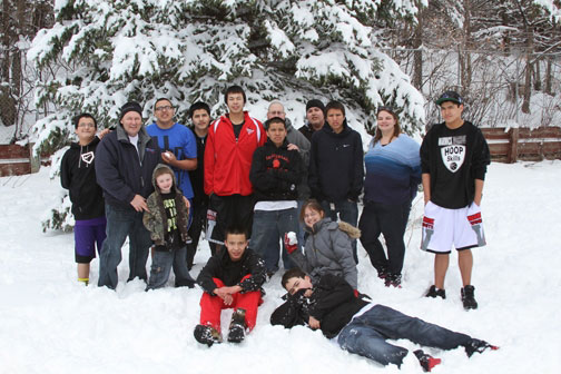 The Lakota children enjoyed mild temperatures while playing in the April snow! 
