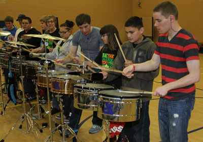 Sheltered Reality, a choreographed drumming group, performed during St. Joseph’s 18th Annual Spring Sobriety Celebration.