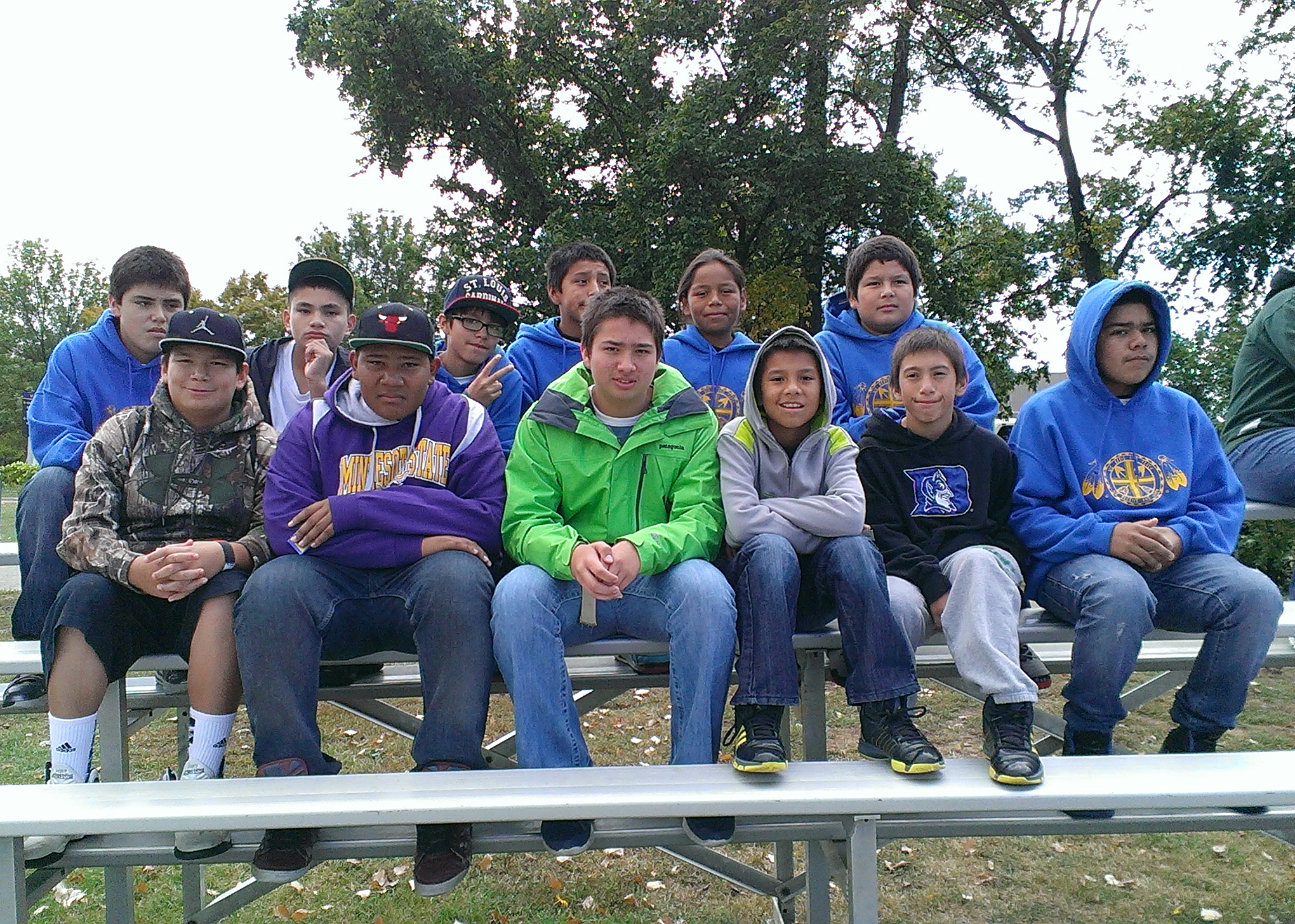 The Lakota boys at a South Dakota State football game.