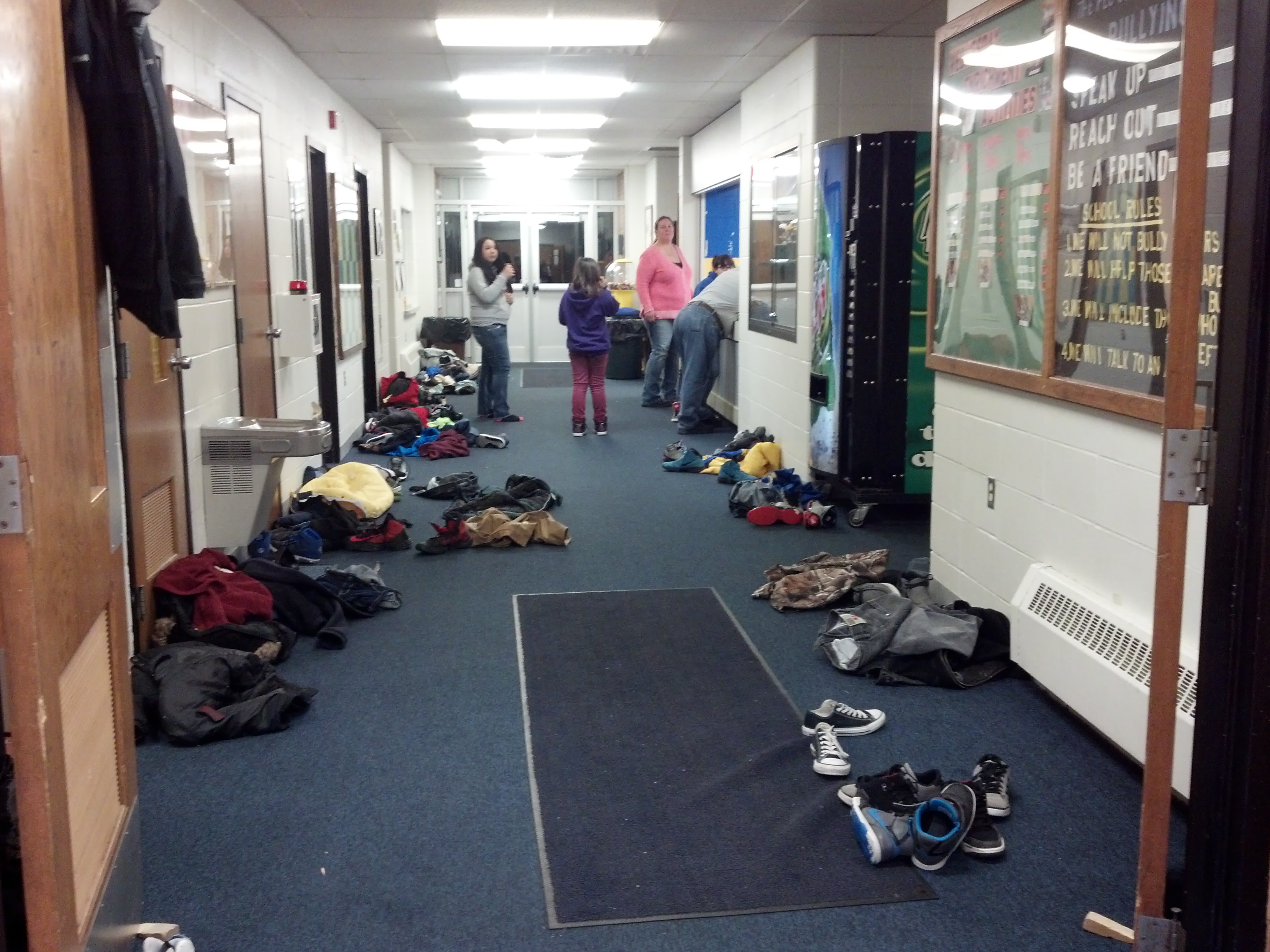 When the Lakota students come to play in the gym, they need to leave their heavy coats in the Rec center hallway. 