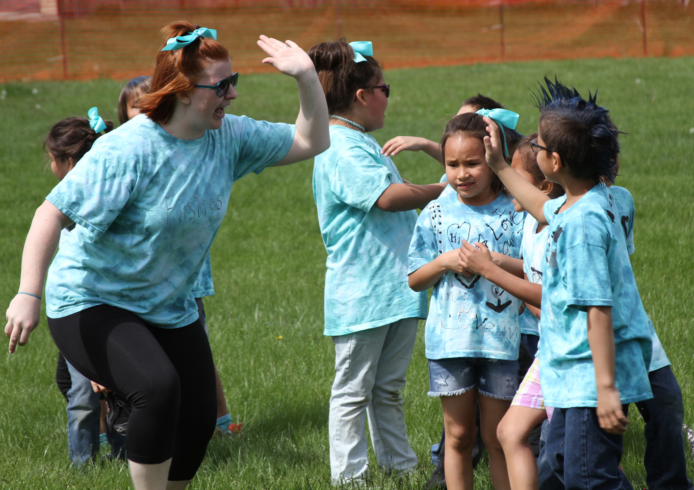 Students in grades 1-5 were divided into teams for St. Joseph’s field day. 