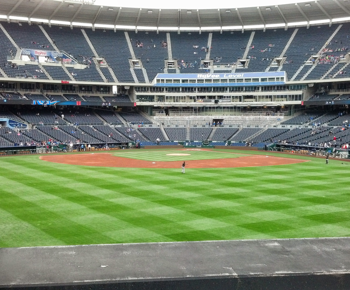 The boys’ view from their seats during the day game. 