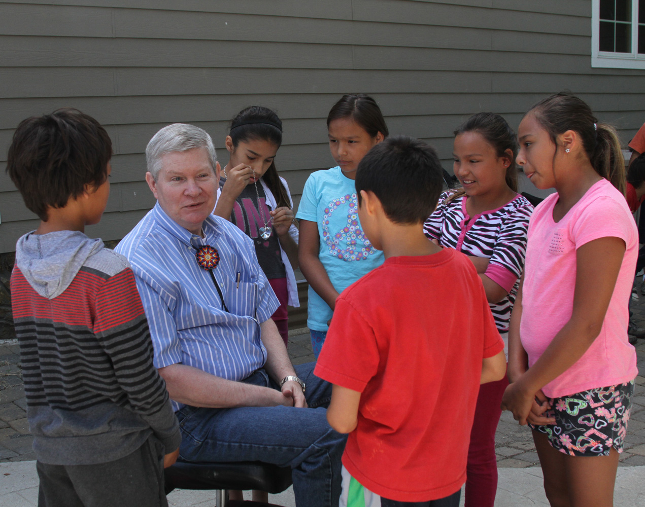 South Dakota Senator Tim Johnson visited the Lakota students at St. Joseph’s Indian School. 
