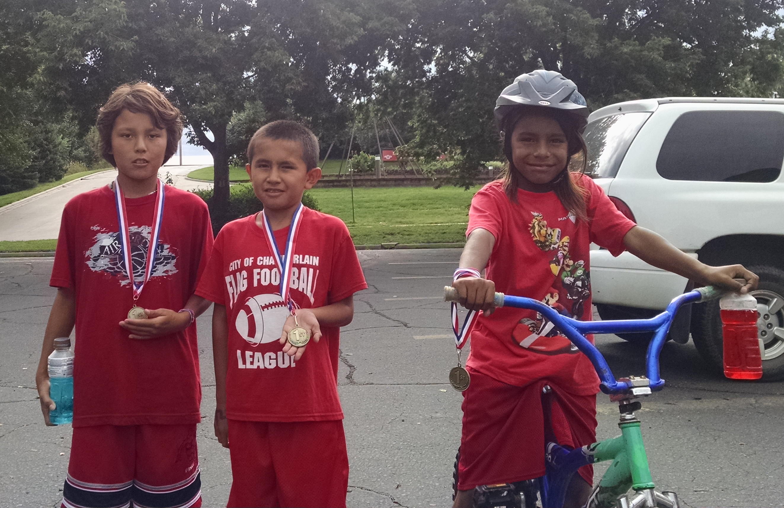The Lakota children competed in a youth triathlon and did great! 