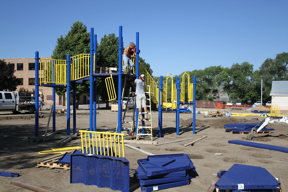 Not finished quite yet, St. Joseph’s new playground is under construction. 