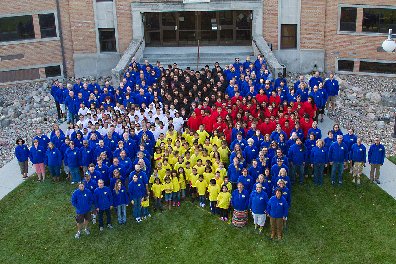 The Lakota students and St. Joseph’s staff members gathered for a Morning Star group picture. 