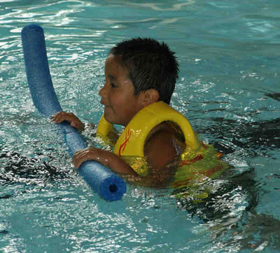 The Lakota students at St. Joseph’s take swimming lessons. 