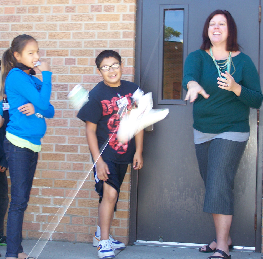 St. Joseph’s fifth graders participate in the Eggbert experiment. 