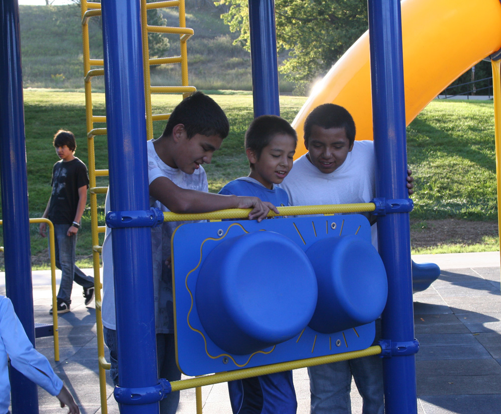 Even the big kids wanted to check out every corner of the new playground. 