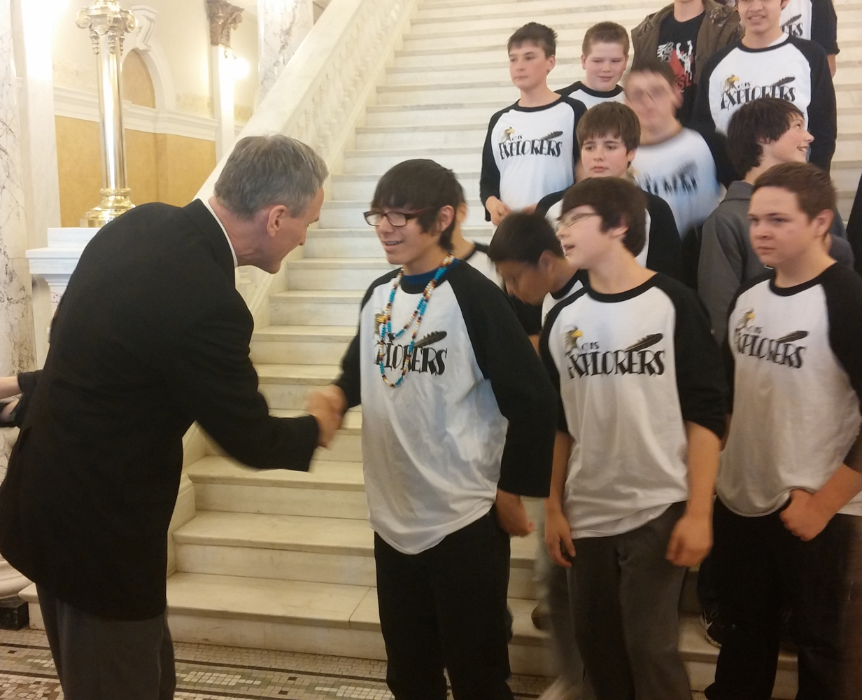 The Explorers met the Governor on their recent trip to Pierre.