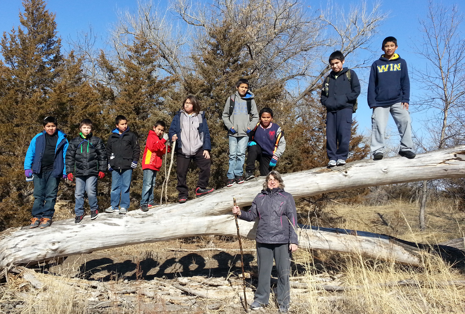 Every year, houseparents Odis and Theresa take the Cyr Home boys to Farm Island for a hike. 