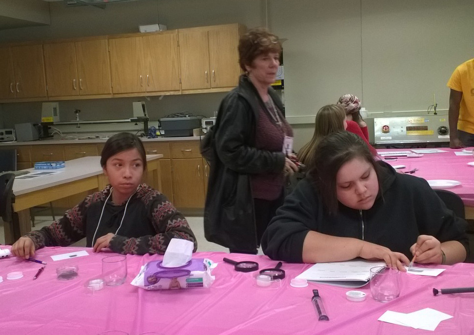 Civil engineering students helped the girls learn about building bridges. 