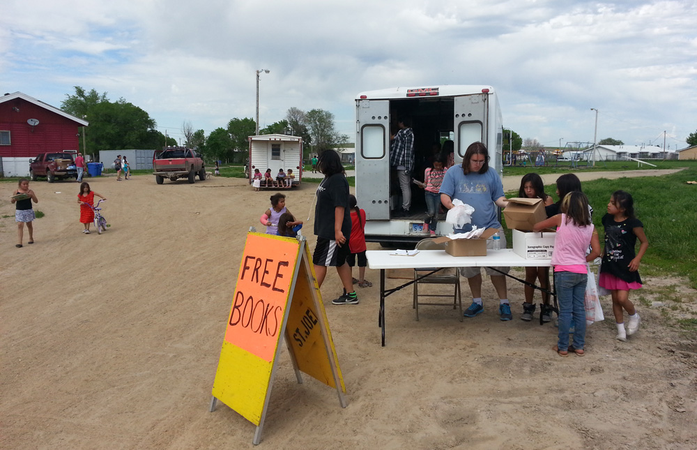 Each summer, St. Joseph’s bookmobile travels to reservation communities in South Dakota. 