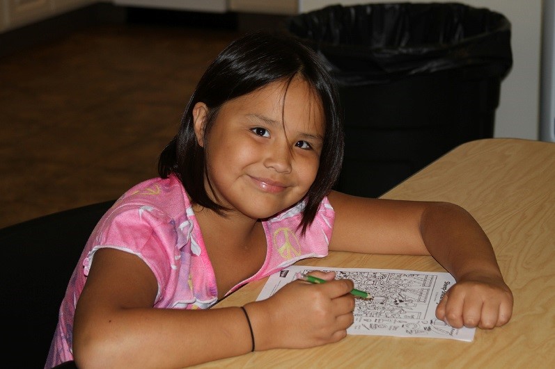 A female student works on her homework assignment.