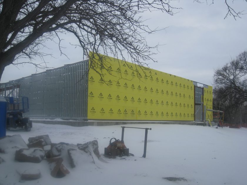 January 2012 – Work on Alumni/Historical Center continues despite winter weather.